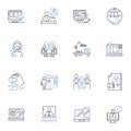 Process line icons collection. Workflow, Procedure, System, Methodology, Production, Automation, Progress vector and