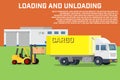 Process of loading and unloading the trucks with a forklift.