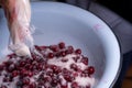 The process of making cherry jam