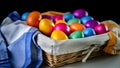 Process of making colored Easter eggs for decoration and scavenger hunt Royalty Free Stock Photo