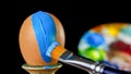 Process of making colored Easter eggs for decoration and scavenger hunt Royalty Free Stock Photo