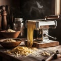 Process of Making Cooking Homemade Pasta. Generative ai