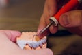 The process of making a dental prosthesis in a dental laboratory. Royalty Free Stock Photo