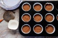 The process of making homemade chocolate cupcakes Royalty Free Stock Photo