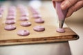 Process of making macaron macaroon , french dessert, Royalty Free Stock Photo