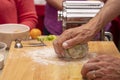 Process of making pasta with herbed pasta dough Royalty Free Stock Photo