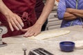 Process of making pasta with herbed pasta dough Royalty Free Stock Photo