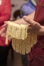 Process of making pasta with herbed pasta dough Royalty Free Stock Photo