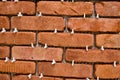 Process of making a red brick wall, home renovation Royalty Free Stock Photo