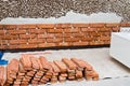 Process of making a red brick wall, home renovation