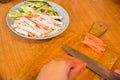 The process of making sushi at home.