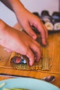 The process of making sushi and rolls at home