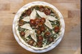 Process for making a Swiss Chard Pie from homemade dough to filling Royalty Free Stock Photo