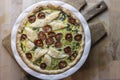 Process for making a Swiss Chard Pie from homemade dough to filling Royalty Free Stock Photo