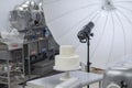 process making white wedding cake Royalty Free Stock Photo