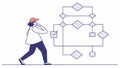 Process Management: Man Interacting with Flowchart Diagram, vector design Generative AI Royalty Free Stock Photo