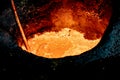 The process of melting non-ferrous metal in a ladle at a foundry Royalty Free Stock Photo