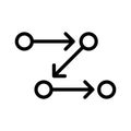 Process, method, step, procedure or workflow icon linear logo mark in black and white