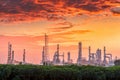 Process Oil-Gas Refinery Plant Industry, Oil Power and Fossil Energy Manufacturing Factory. Petroleum and Petrochemical Royalty Free Stock Photo