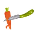 Process of Peeling Carrot with Knife Vector Illustration