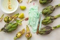 The process of peeling and cleaning artichoke