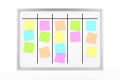 Process Planning Office Magnetic Whiteboard with Color Sticky Memo Notes. 3d Rendering