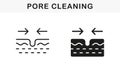 Process of Pore Narrow, Skin Treatment, Skincare Symbol Collection. Pore Cleansing Line and Silhouette Icon Set. Facial Royalty Free Stock Photo