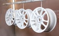 Process of powder coating auto wheels Royalty Free Stock Photo