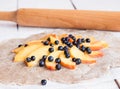 Process of preparing biscuits with peach and blueberry