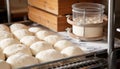 Close-up of the dough fermentation process, natural and organic, artisan bakery production