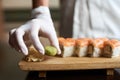 Process of preparing rolling sushi Royalty Free Stock Photo