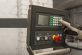 The process of programming a CNC machine. Entering data into a computer controlled machine, starting CNC engraving, control screen Royalty Free Stock Photo
