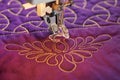 Process quilting with an electric sewing machine by using a free-motion technique