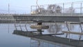 The process of recirculating sediment with a solid contact donkey in a water treatment plant. Industrial water treatment