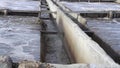 The process of recirculating sediment with a solid contact donkey in a water treatment plant. Industrial water treatment