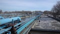 The process of recirculating sediment with a solid contact donkey in a water treatment plant. Industrial water treatment