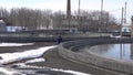 The process of recirculating sediment with a solid contact donkey in a water treatment plant. Industrial water treatment