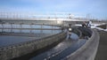 The process of recirculating sediment with a solid contact donkey in a water treatment plant. Industrial water treatment