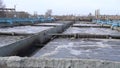 The process of recirculating sediment with a solid contact donkey in a water treatment plant. Industrial water treatment