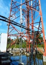 the process of removing cables and lowering telecommunication antennas