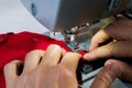 Process of sewing the fabric mask.