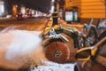 Process of snow removal on the city streets and roads with municipal vehicle, bulldozer, snowblower plow truck, snowplow, snow