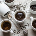 In the process of steeping, with dark leaves floating in the clear, Royalty Free Stock Photo