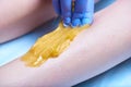 A process of sugaring depilation Royalty Free Stock Photo