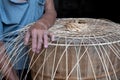 The process of traditional craftsmen making bamboo blue by hand