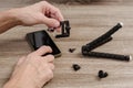 Process of tripod repair Royalty Free Stock Photo