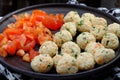 Tofu ball raw material ready to fry for vegetarian meal Royalty Free Stock Photo