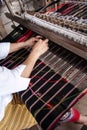 Process of weaving, dyeing, Thaisilk Royalty Free Stock Photo