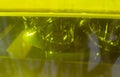 Process working 3D printer close-up. 3D printing from liquid material close-up.