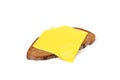 Processed cheese on rye bread isolated on white background Royalty Free Stock Photo